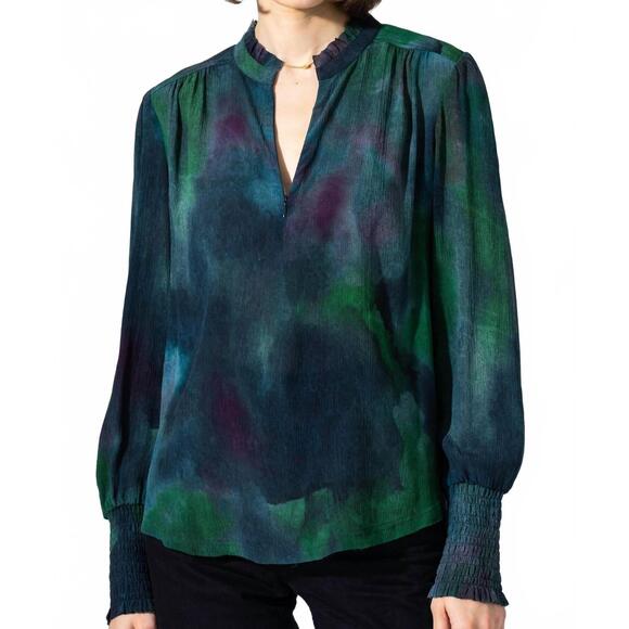 NEW GO BY GO SILK soft spoken blouse in coastal lagoon